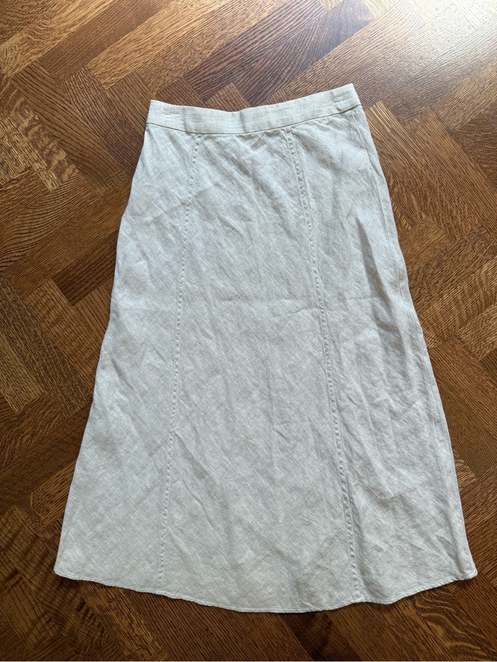 J CREW Baird McNutt Irish Linen A Line Midi Skirt Neutral Coastal Minimalist 0 - Picture 3 of 7